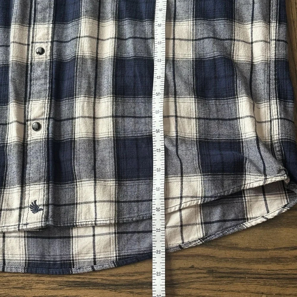 Cody James Blue Ivory Plaid Flannel Western Shirt Pearl Snap Flip Cuff Mens 2XL